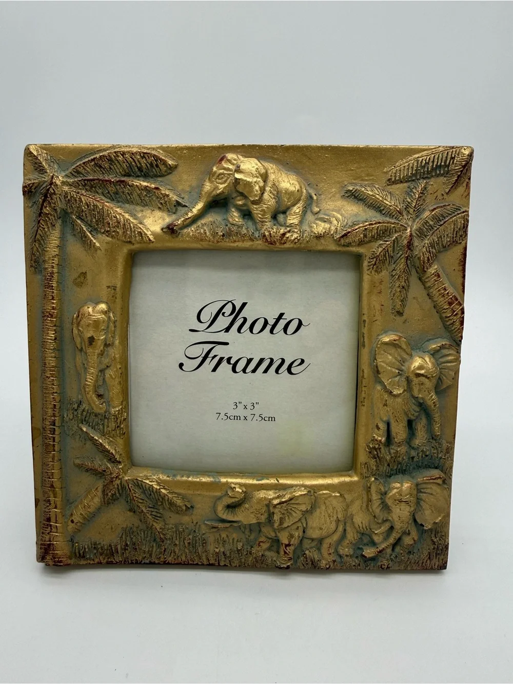 Pier One Imports Antique Gold Elephant Jungle Picture Photo Frame Fits 3